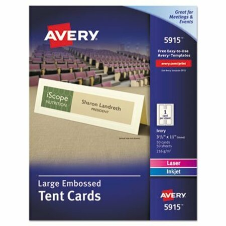 AVERY DENNISON Avery, Large Embossed Tent Card, Ivory, 3 1/2 X 11, 50PK 5915